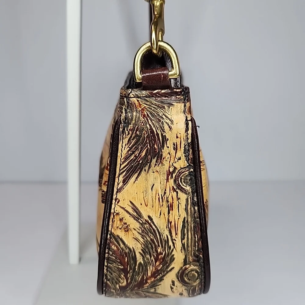 Brahmin Emma Copa Cabana Woody Car Leather Handbag Chocolate Brown Small RARE - Picture 10 of 16